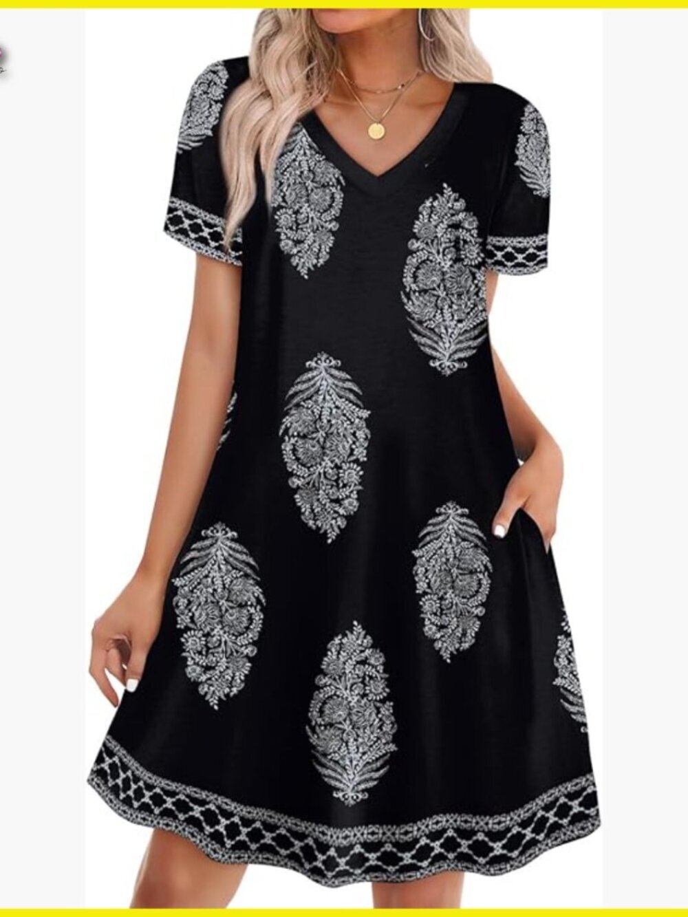 Boho Casual T-Shirt Dress Loose Fit with Pockets Summer Beach Vacation Outfit